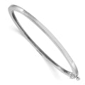 14k White Gold 2.5mm Polished Solid Hinged Oval Bangle Bracelet, 6.75 x 2.5 mm