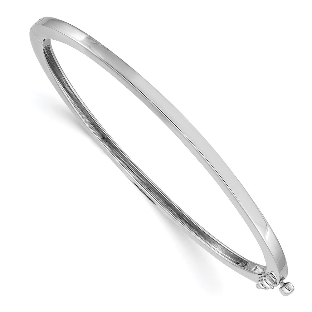 14k White Gold 2.5mm Polished Solid Hinged Oval Bangle Bracelet, 6.75 x 2.5 mm