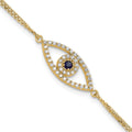 14k  VS Diamond/Sapphire Evil Eye w/ 1in Ext.Bracelet, 0.238 ct, 7 x 8 mm
