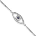 14k White Gold Complete A Diamond and Sapphire Evil Eye 2-Strand 7 inch Bracelet with 1 inch Extender, 0.238 ct, 8 x 8 mm