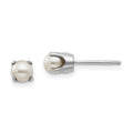14k White Gold 4mm Round June/Freshwater Cultured Pearl Stud Earrings, 4 x 4 mm