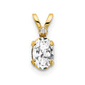 14k Diamond and 6x4 Oval April/White Topaz Birthstone Pendant, 0.558 ct, 12 x 4.5 mm