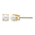 14k 4.5mm Round June/Freshwater Cultured Pearl Post Earrings, 4.5 x 4.5 mm