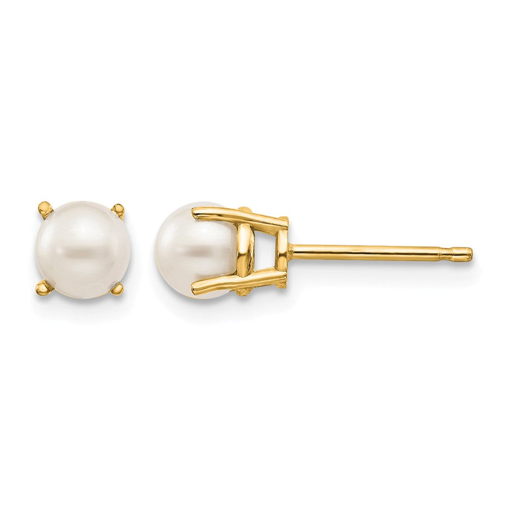 14k 4.5mm Round June/Freshwater Cultured Pearl Post Earrings, 4.5 x 4.5 mm
