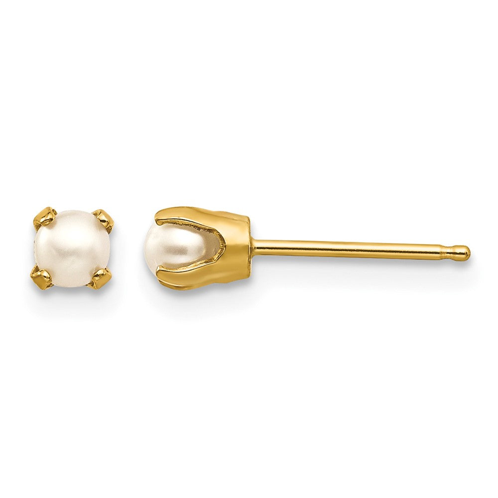 14k 3mm Round June/Freshwater Cultured Pearl Post Earrings, 3 x 3 mm