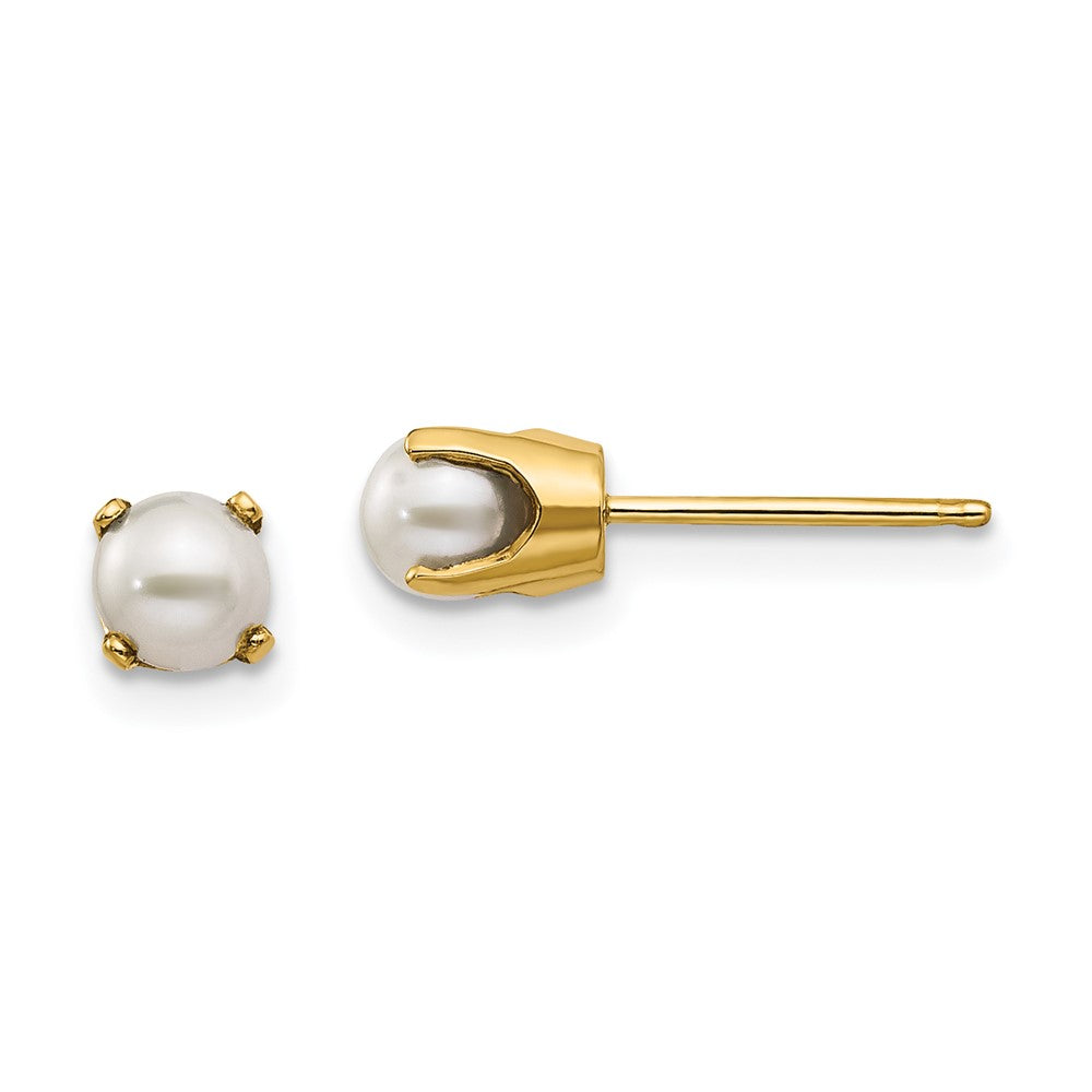 14k 4mm Round June/Freshwater Cultured Pearl Post Earrings, 4 x 4 mm