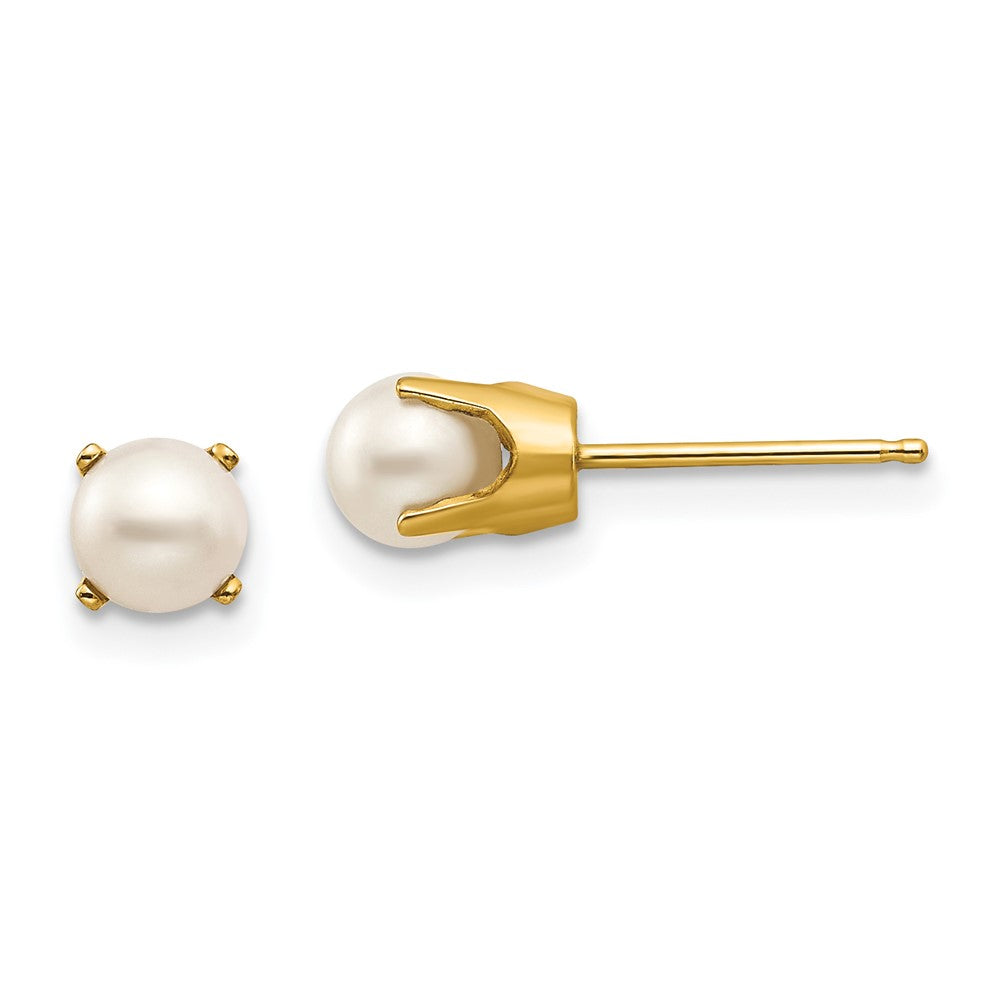 14k 5mm Round Freshwater Cultured Pearl Earrings - June, 5 x 5 mm