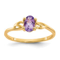 14k 6x4 Oval Amethyst Birthstone Ring, 0.45 ct, Size 7, 1.33 g