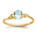 14k 6x4 Oval Aquamarine Birthstone Ring, 0.45 ct, Size 7, 1.33 g