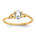 14k 6x4 Oval White Topaz Birthstone Ring, 0.45 ct, Size 7, 1.33 g