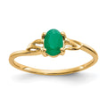 14k 6x4 Oval Emerald Birthstone Ring, 0.45 ct, Size 7, 1.33 g