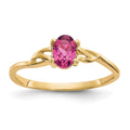 14k 6x4 Oval Pink Tourmaline Birthstone Ring, 0.45 ct, Size 7, 1.33 g