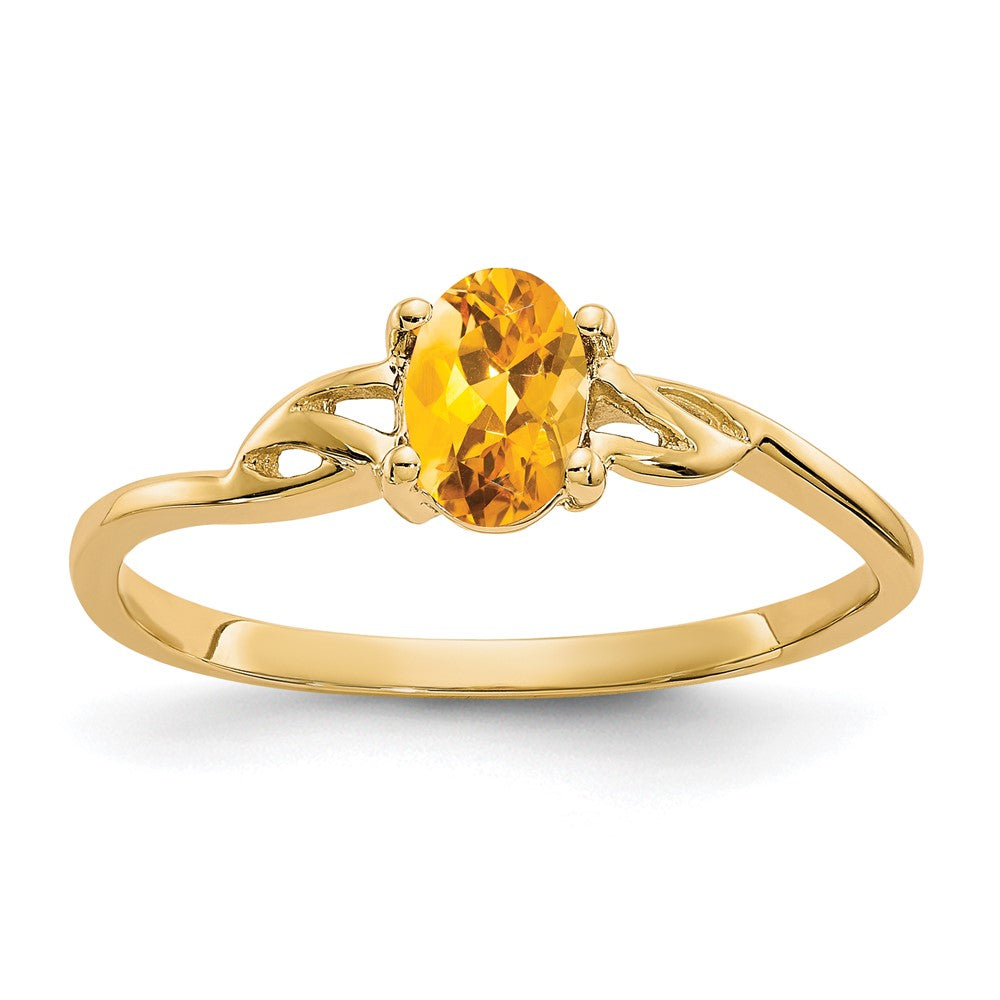 14k 6x4 Oval Citrine Birthstone Ring, 0.45 ct, Size 7, 1.33 g