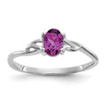14k White Gold 6x4 Oval Rhodolite Garnet Birthstone Ring, 0.45 ct, Size 7, 1.33 g