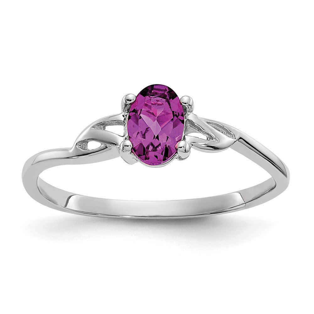14k White Gold 6x4 Oval Rhodolite Garnet Birthstone Ring, 0.45 ct, Size 7, 1.33 g