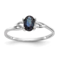14k White Gold 6x4 Oval Sapphire Birthstone Ring, 0.45 ct, Size 7, 1.33 g