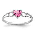 14k White Gold 5mm Heart Pink Tourmaline Birthstone Ring, 0.45 ct, Size 6