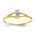 14k 6x3 Marquise White Topaz Birthstone Ring, 0.2 ct, Size 7