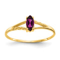 14k 6x3 Marquise Rhodolite Garnet Birthstone Ring, 0.2 ct, Size 7