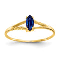 14k 6x3 Marquise Sapphire Birthstone Ring, 0.2 ct, Size 7