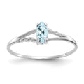 14k White Gold 6x3 Marquise Aquamarine Birthstone Ring, 0.2 ct, Size 7