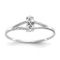 14k White Gold 6x3 Marquise White Topaz Birthstone Ring, 0.2 ct, Size 7