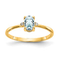 14k Diamond and 6x4 Oval Aquamarine Birthstone Ring, 0.466 ct
