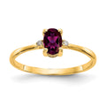 14k Diamond and 6x4 Oval Rhodolite Garnet Birthstone Ring, 0.466 ct