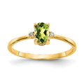 14k Diamond and 6x4 Oval Peridot Birthstone Ring, 0.466 ct