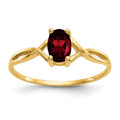 14k 6x4 Oval Garnet Birthstone Ring, 0.45 ct, Size 7, 1.14 g