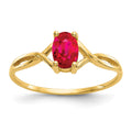 14k 6x4 Oval Ruby Birthstone Ring, 0.45 ct, Size 7, 1.14 g