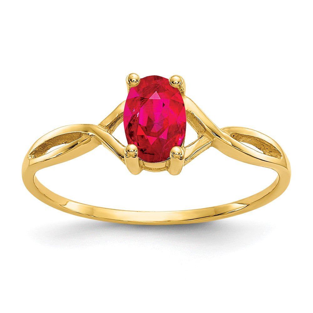 14k 6x4 Oval Ruby Birthstone Ring, 0.45 ct, Size 7, 1.14 g