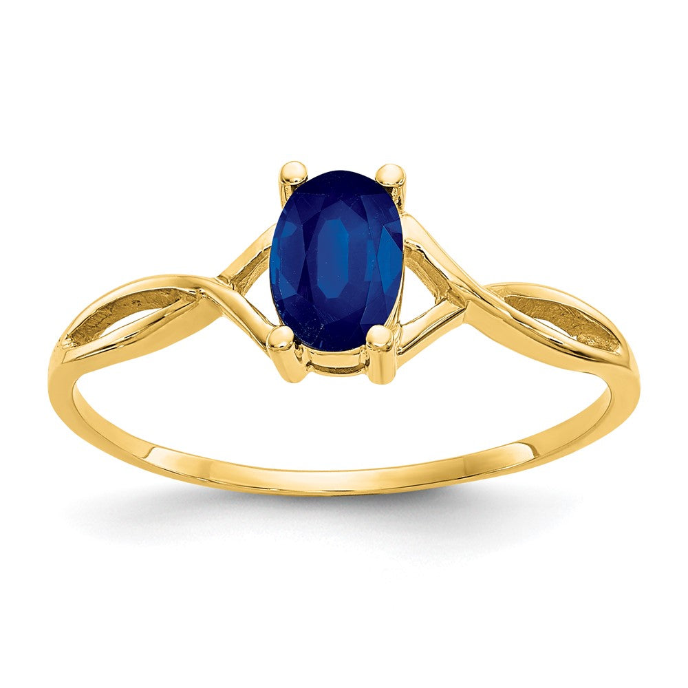 14k 6x4 Oval Sapphire Birthstone Ring, 0.45 ct, Size 7, 1.14 g