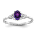 14k White Gold 6x4 Oval February/Amethyst and Diamond Ring, 0.56 ct, Size 7
