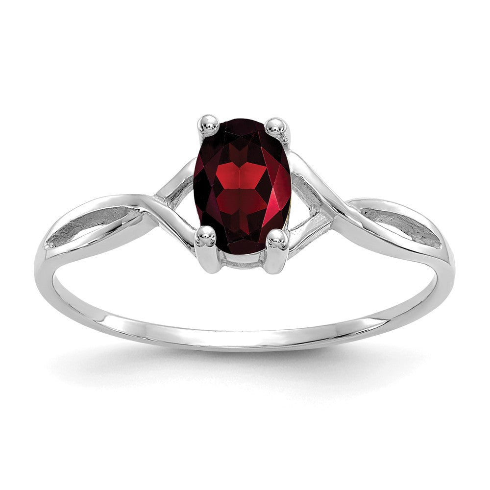 14k White Gold 6x4 Oval Garnet Birthstone Ring, 0.45 ct, Size 7, 1.14 g