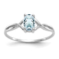 14k White Gold 6x4 Oval Aquamarine Birthstone Ring, 0.45 ct, Size 7, 1.14 g