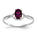 14k White Gold 6x4 Oval Rhodolite Garnet Birthstone Ring, 0.45 ct, Size 7, 1.14 g