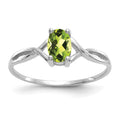 14k White Gold 6x4 Oval Peridot Birthstone Ring, 0.45 ct, Size 7, 1.14 g