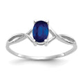 14k White Gold 6x4 Oval Sapphire Birthstone Ring, 0.45 ct, Size 7, 1.14 g