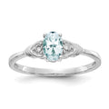 14k White Gold 6x4 Oval March/Aquamarine and Diamond Ring, 0.56 ct, Size 7