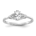 14k White Gold 6x4 Oval April/White Topaz and Diamond Ring, 0.56 ct, Size 7