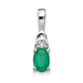 14k White Gold 6x4 Oval May/Emerald and Diamond Pendant, 0.556 ct, 16 x 4 mm