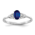 14k White Gold 6x4 Oval September/Sapphire and Diamond Ring, 0.56 ct, Size 7