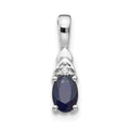 14k White Gold 6x4 Oval September/Sapphire and Diamond Pendant, 0.556 ct, 16 x 4 mm