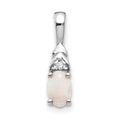 14k White Gold 6x4 Oval October/Opal and Diamond Pendant, 0.556 ct, 16 x 4 mm