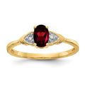 14k 6x4 Oval January/Garnet and Diamond Ring, 0.56 ct, Size 7