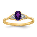 14k 6x4 Oval February/Amethyst and Diamond Ring, 0.56 ct, Size 7