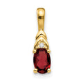 14k 6x4 Oval January/Garnet and Diamond Pendant, 0.556 ct, 16 x 4 mm