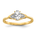14k 6x4 Oval April/White Topaz and Diamond Ring, 0.56 ct, Size 7