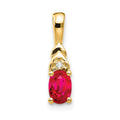 14k 6x4 Oval July/Ruby and Diamond Pendant, 0.556 ct, 16 x 4 mm